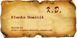 Klenka Dominik névjegykártya
